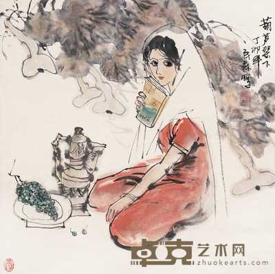 盖茂森 1987年作 葫芦架下 镜心 54×54cm